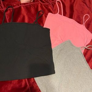 3 cropped spaghetti strapped tank tops!